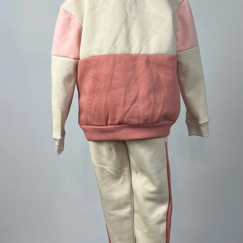 Btween Girls 2-Piece Cream & Blush Colorblock “LOVE” Sweatshirt Set Size 6 - Picture 2 of 3